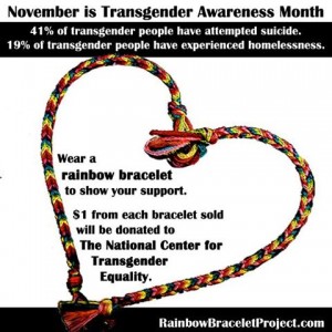 Rainbow Bracelet Project, November Transgender Awareness Month