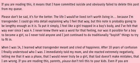 Transgender Teen Leelah Alcorn: “My Death Needs to Mean Something”