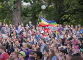 The LGBT Community was Targeted by the Pulse, Orlando Shooter In Loring Park, Minneapolis, MN nearly 3,000 people gathered on June 12th at a vigil in honor of those people from the Orlando, FL LGBT community impacted by the shooter who targeted the Pulse gay nightclub.