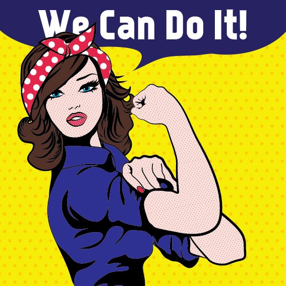 A modern day image of Rosie the Riveter.
