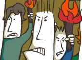 Mural of Two Men Holding Hands Stirs Up Controversy Angry animated figures carrying torches.