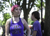 TERFs Hurt Trans Women Even More Than Right-Wingers A woman at a Pride festival wearing a shirt that reads, "TERFs are ugly."