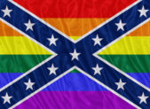 Fox News Commentator Compares Confederate Flag to LGBT Flag A rainbow-colored Confederate flag.