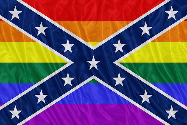 Fox News Commentator Compares Confederate Flag to LGBT Flag A rainbow-colored Confederate flag.