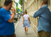 How Bad is the Street Harassment Epidemic? Take a Look Two men catcall a woman walking down the street.