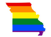 Lawsuit Highlights Missouri’s Lack of Protections for LGBT Workers A rainbow-colored map cut-out of the state of Missouri.