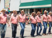 New Documentary Explores the World of Queer Farmers A group of gay cowboys hold hands in celebration of the LGBTQ Pride Parade in Chicago.