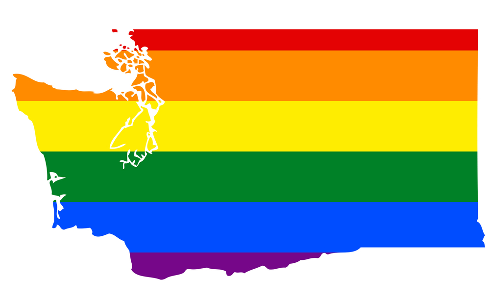 A rainbow map of Washington state.